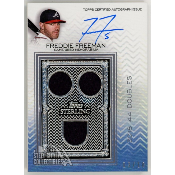Freddie Freeman 2021 Topps Sterling Swings Blue Triple Patch Auto
