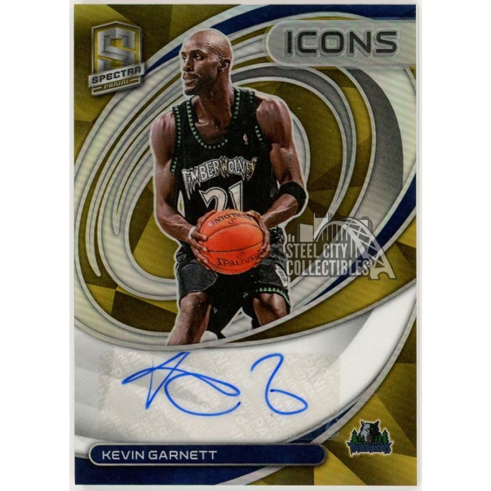 Kevin Garnett 2021-22 Panini Spectra Icons Gold Prizm Auto Card