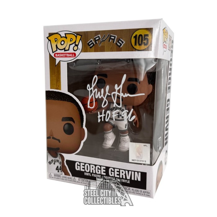 George Gervin HOF 96 Autographed San Antonio Spurs Funko Pop - BAS