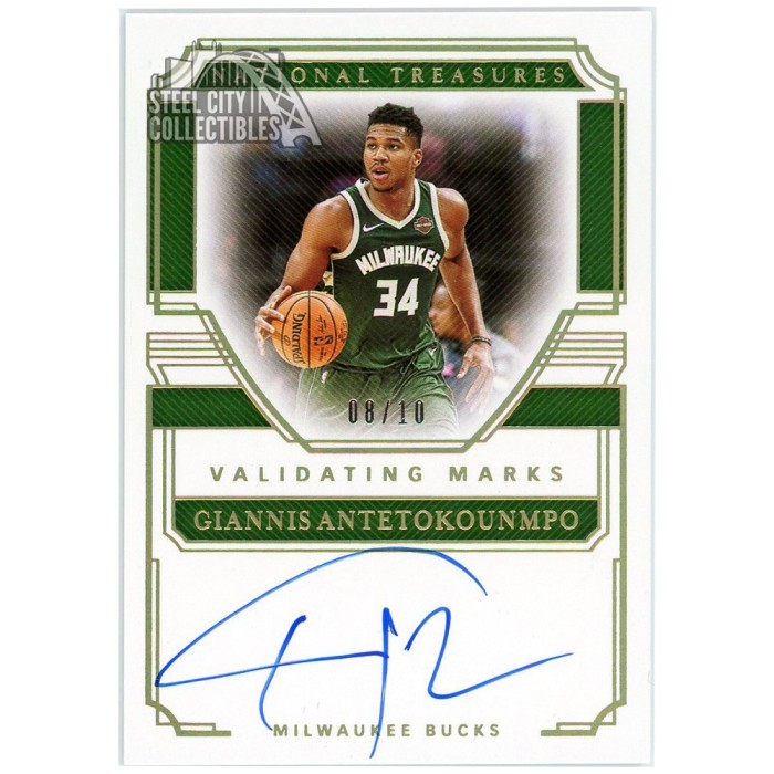 【美品】Giannis Antetokounmpo 直筆サインカード　1/1 Giannis Antetokounmpo 2019-20 Panini National Treasures Validating