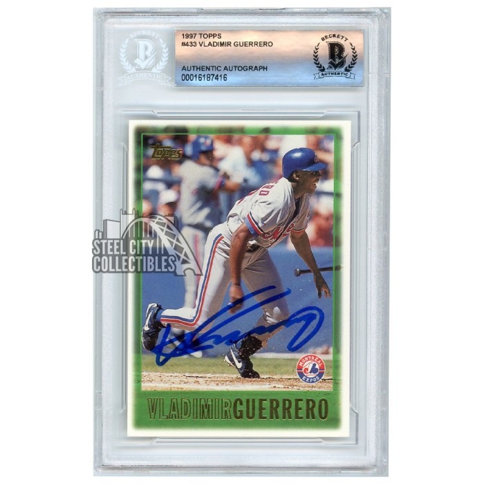 Vladimir Guerrero 1997 Topps Autograph Rookie Card #433 BAS | Steel
