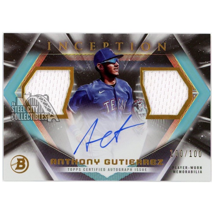 Anthony Gutierrez 2023 Bowman Inception Dual Jersey Relic Autograph ...