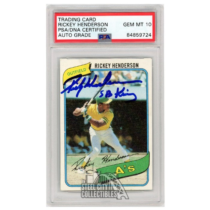 Rickey Henderson 1980 Topps SB King Autograph Rookie Card 482 PSA rickey-henderson-1980-topps-sb-king-autograph-rookie-card-482-psa