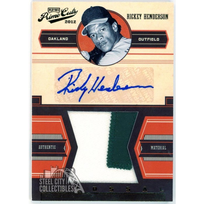 Rickey Henderson 2012 Panini Prime Cuts Colossal Patch Autograph