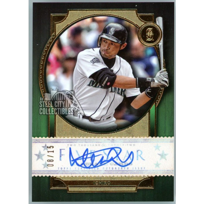 Ichiro 2022 Topps Five Star Green Autograph Card #FSA-I 8/15