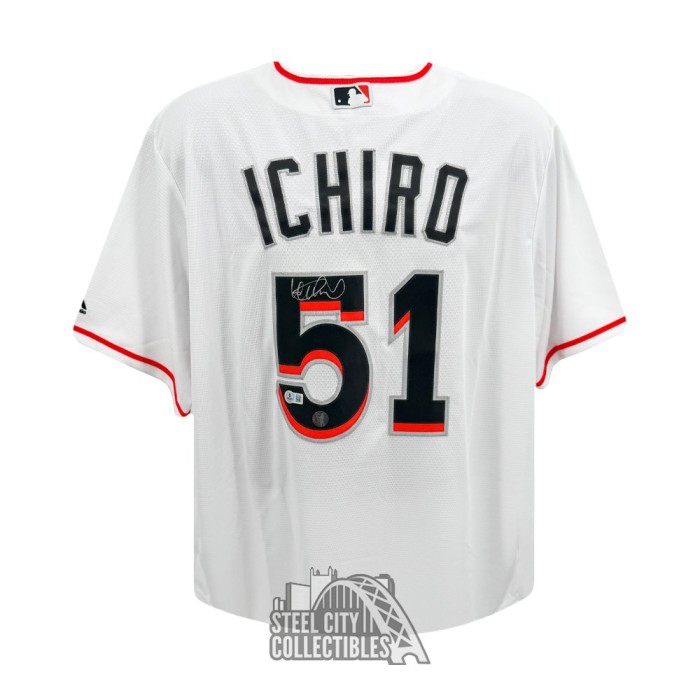 Ichiro Suzuki Autographed Miami Marlins Majestic White Baseball