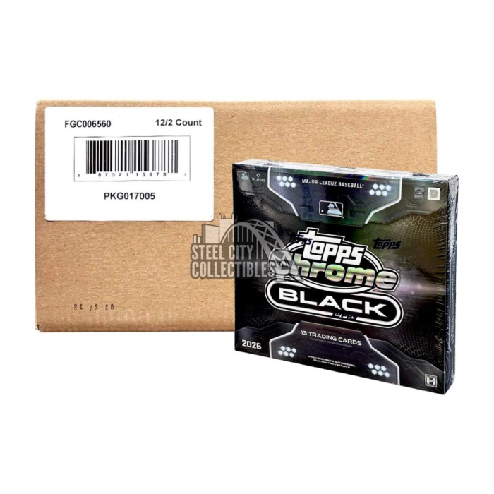 2026 Topps Chrome Black Baseball Hobby 12-Box Case | Steel City
