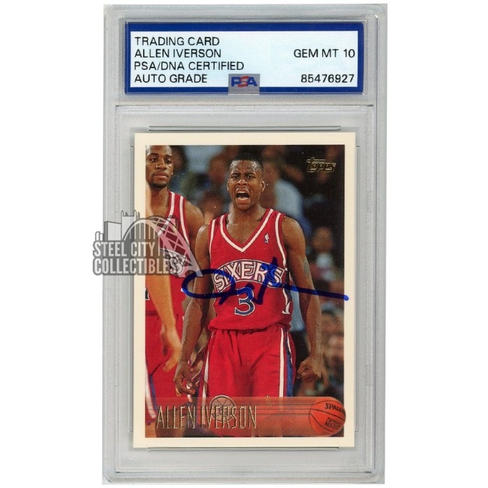 Allen Iverson 1996-97 Topps Autograph Rookie Card #171 PSA/DNA 10