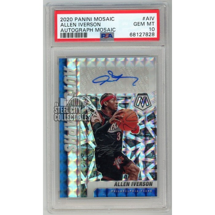 Allen Iverson 2020-21 Panini Mosaic Autograph Card #AM-AIV PSA 10