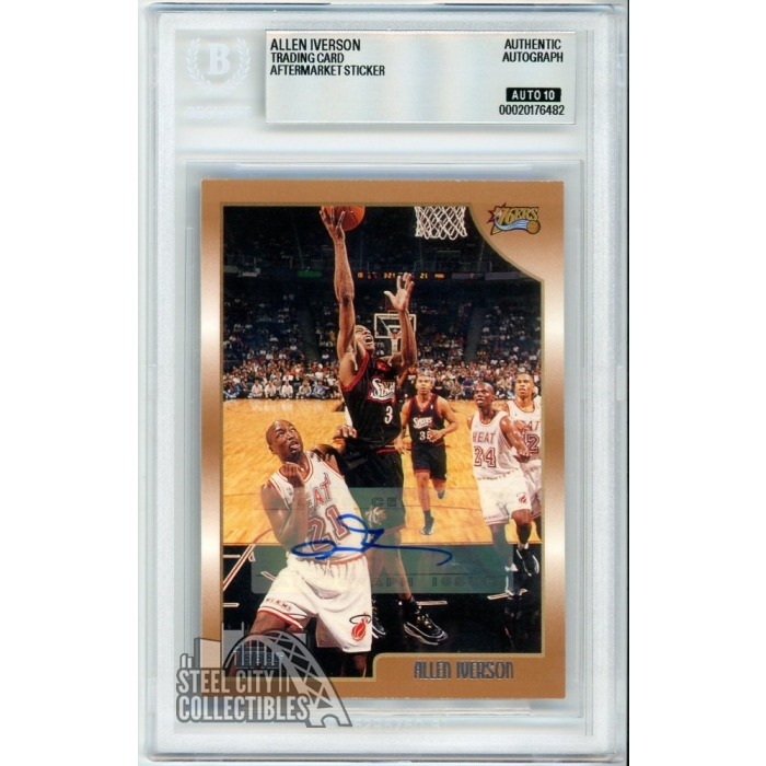 Allen Iverson 1998-99 Topps Autograph Card #160 BAS 10 | Steel