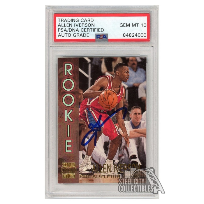 Allen Iverson Signed 1996-97 Topps Rookie Card PSA Auto 10