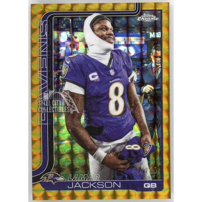 Lamar Jackson 2025 Topps Chrome Image Variation Gold Geometric Card #24 ...