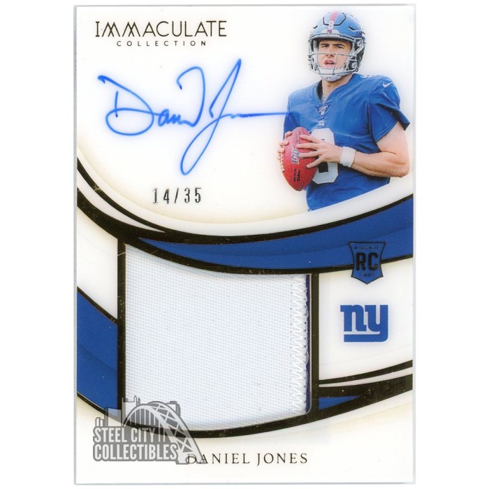 Daniel Jones 2019 Panini Immaculate Rookie Patch Autograph Card