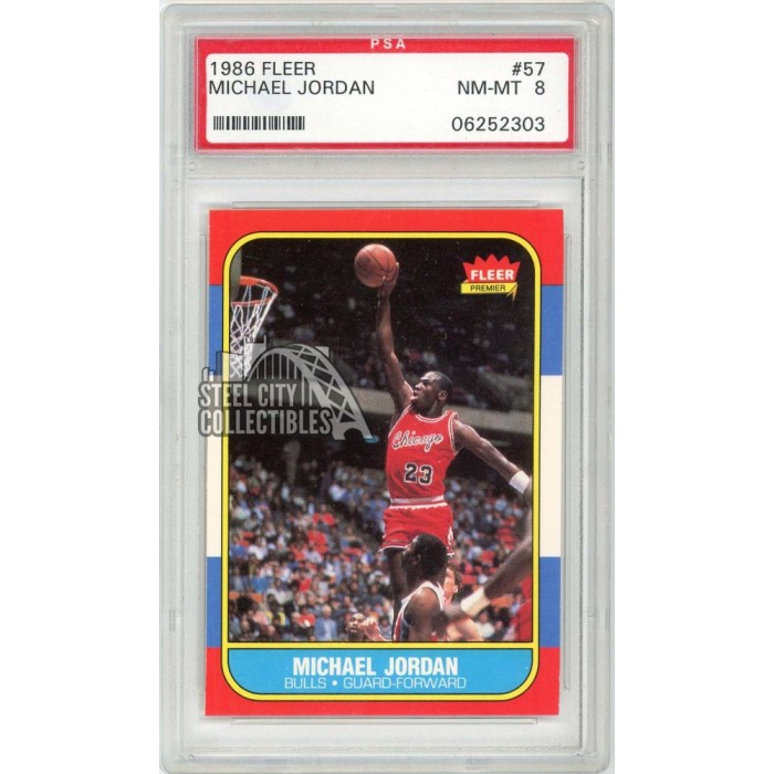 Michael Jordan 1986-87 Fleer Basketball Rookie Card #57 PSA 8