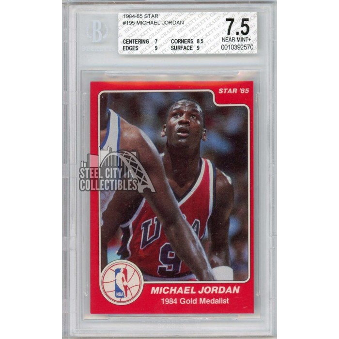 Michael Jordan 1984-85 Star Basketball Rookie Card #195 BGS 7.5 | Steel City Collectibles Michael Jordan 1984-85 Star Basketball Rookie Card #195 BGS 7.5 | Steel City Collectibles