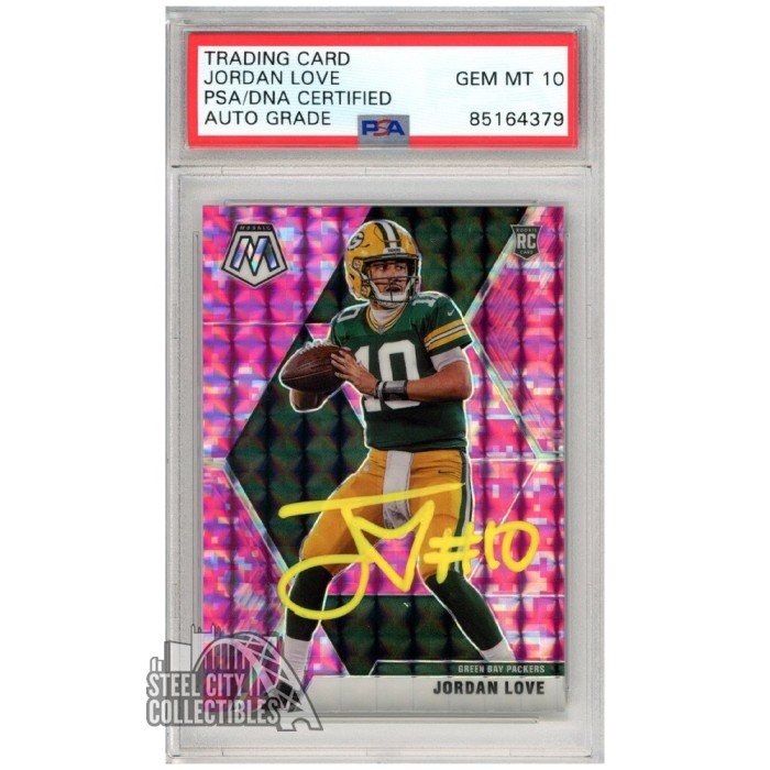 Jordan Love 2020 Panini Mosaic Pink Camo Autograph Rookie Card 211 PSA