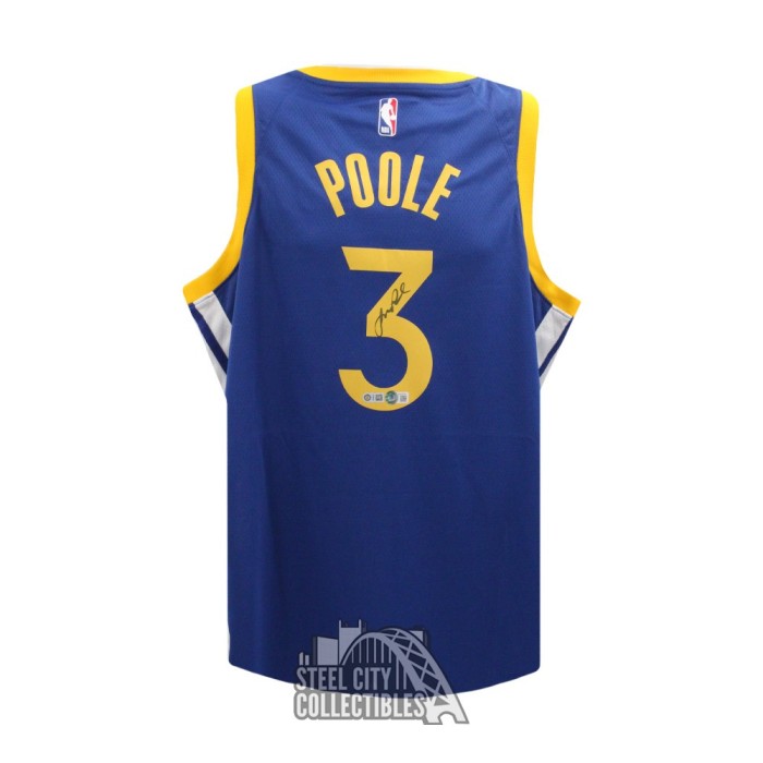 Jordan Poole Golden State Warriors Autographed Blue #3 Custom Jersey –