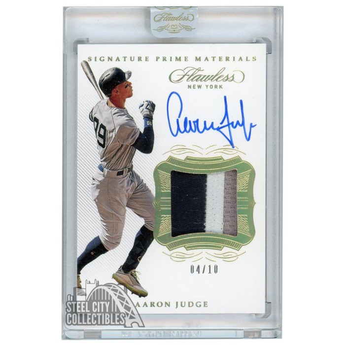 Aaron Judge 2020 Panini Flawless Signature Prime Materials Gold Patch  Autograph Card 04/10