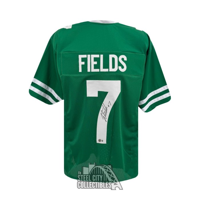 Justin Fields Autographed New York Custom Green Football Jersey