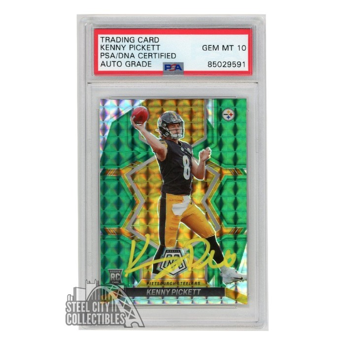 Kenny Pickett 2022 Panini Mosaic Green Autograph Rookie Card 301 PSA/DNA 10 (Yellow) Steel