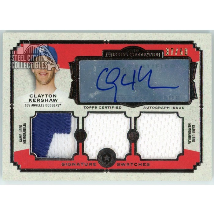 Clayton Kershaw 2013 Topps Museum Triple Patch Autograph Card
