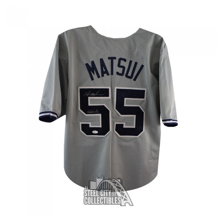 Hideki Matsui Autographed New York Custom Gray Baseball Jersey Godzilla
