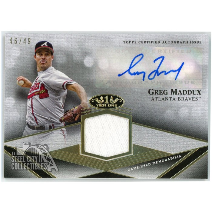 Greg Maddux 2022 Topps Tier One Relic Autograph Card #T1AR