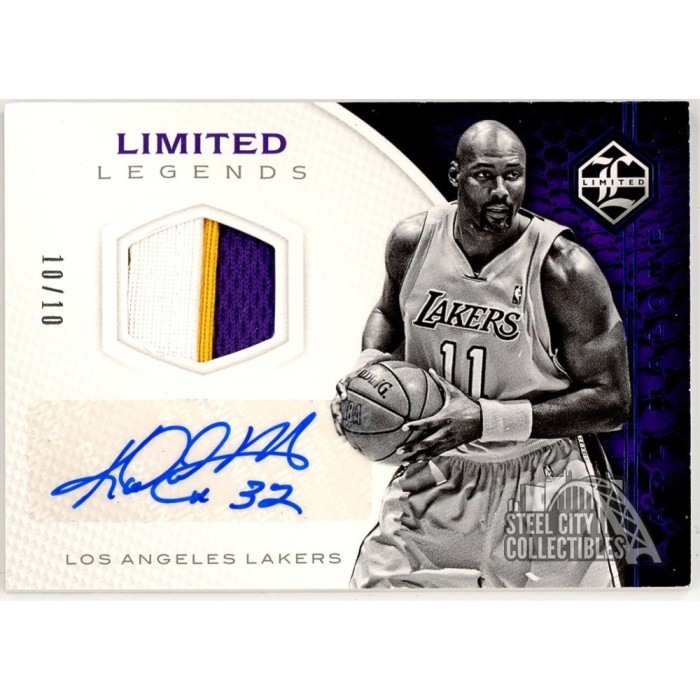 Karl Malone 2016-17 Panini Limited Legends Blue Patch Autograph