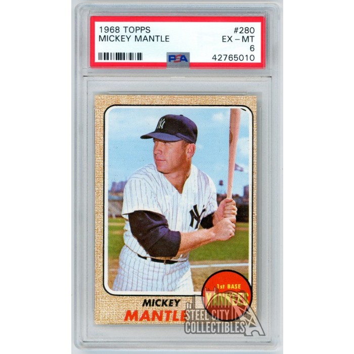 Mickey Mantle 1968 Topps Card #280 PSA 6 EX-MT (010) | Steel City