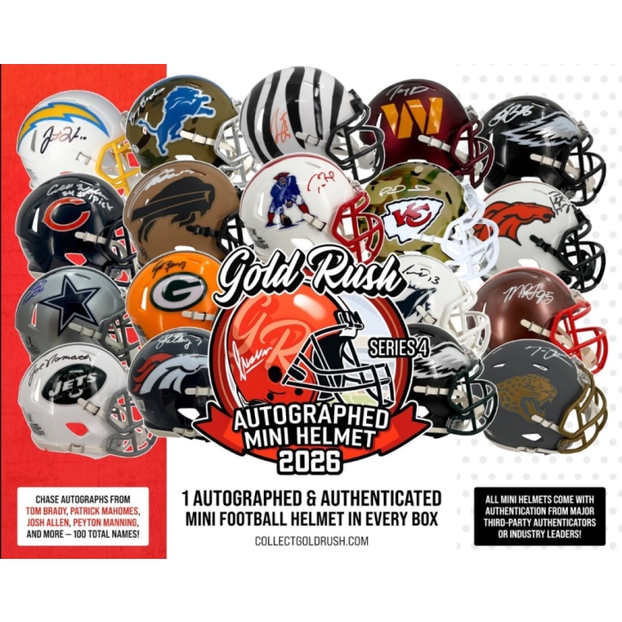 2026 Gold Rush Autographed Mini Helmet Football Edition Series 4 12-Box Case