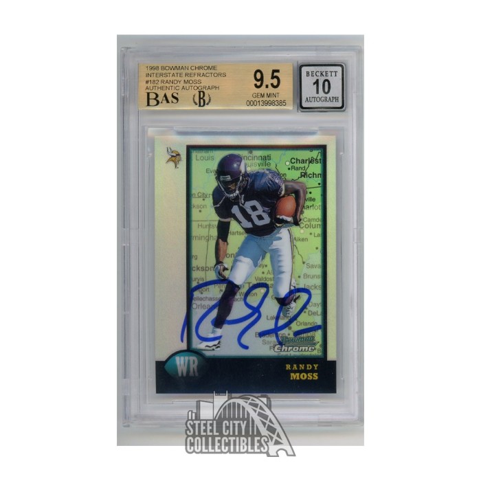 Randy Moss 1998 Bowman Chrome Interstate Refractor Autograph