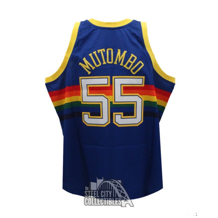Dikembe Mutombo Denver Mitchell & Ness Blue Basketball Jersey (XL