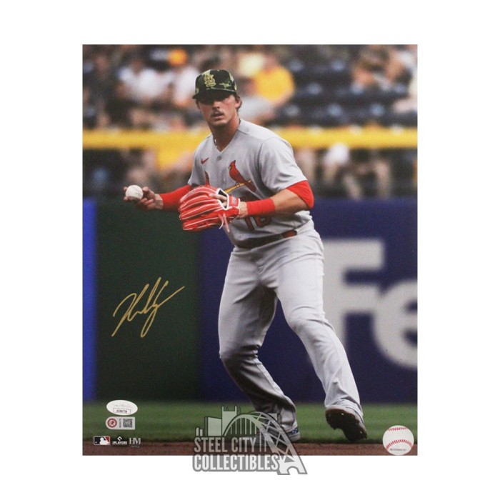 Nolan Gorman Autographed St Louis 11x14 Fielding Baseball Photo