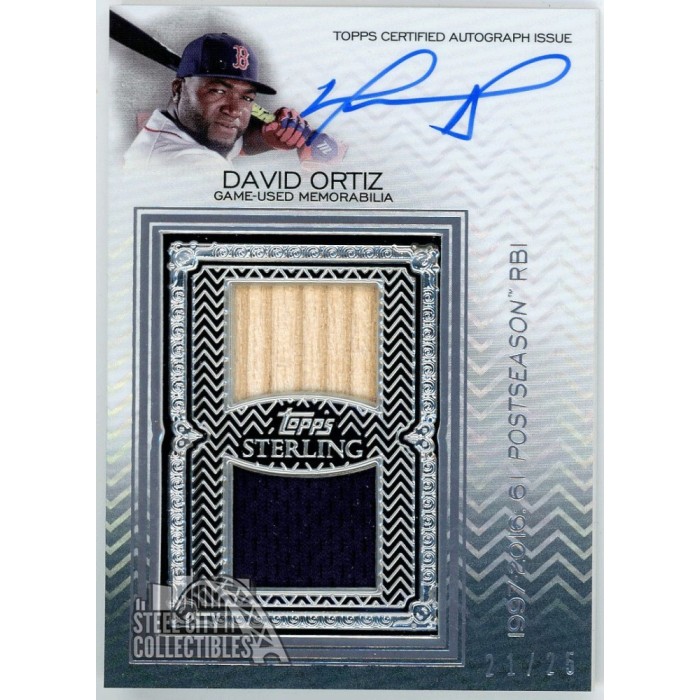 David Ortiz 2021 Topps Sterling Swings Dual Relic Autograph Card