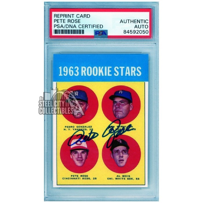 Pete Rose 1963 Topps Rookie Reprint Autograph Card #537 PSA/DNA