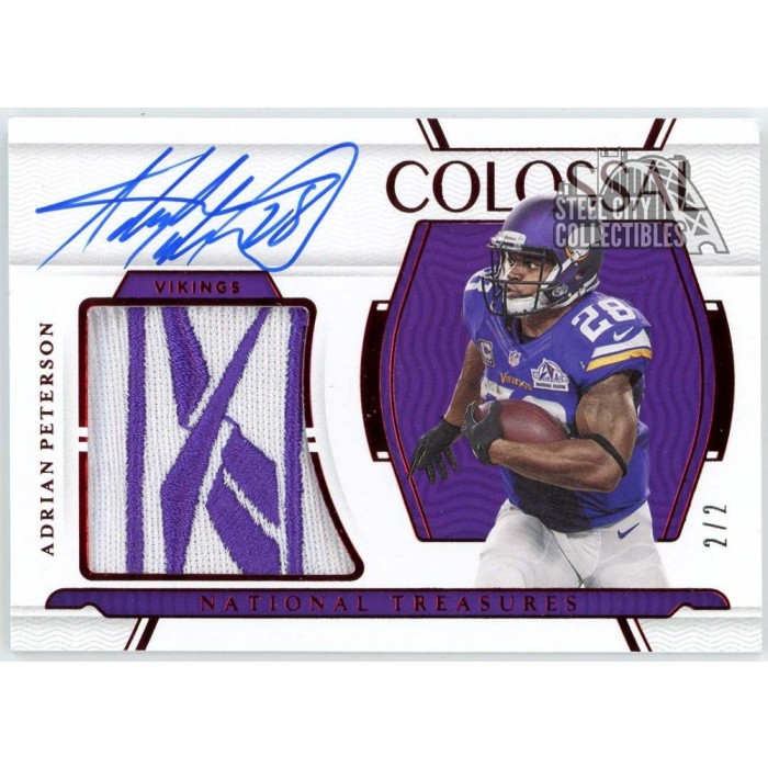 Adrian Peterson 2021 Panini National Treasures Colossal Reebok Logo ...