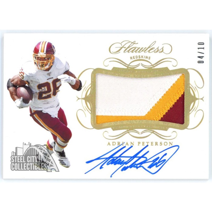 Adrian Peterson 2019 Panini Flawless Holo Gold Patch Autograph Card #PA ...