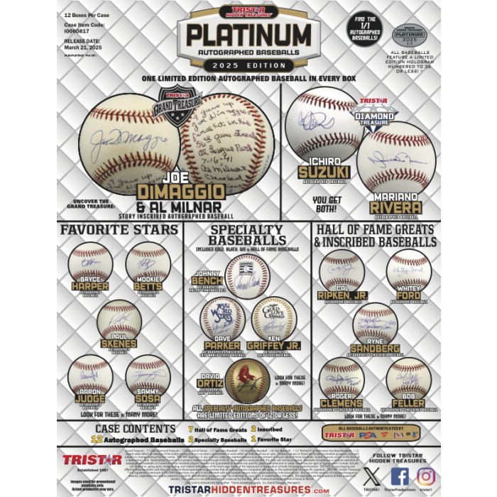 2025 Tristar Hidden Treasures Autographed Baseball Platinum