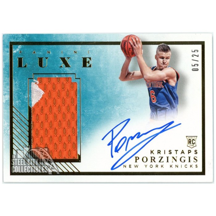 Kristaps Porzingis 201516 Panini Luxe Rookie Patch Autograph Card RM