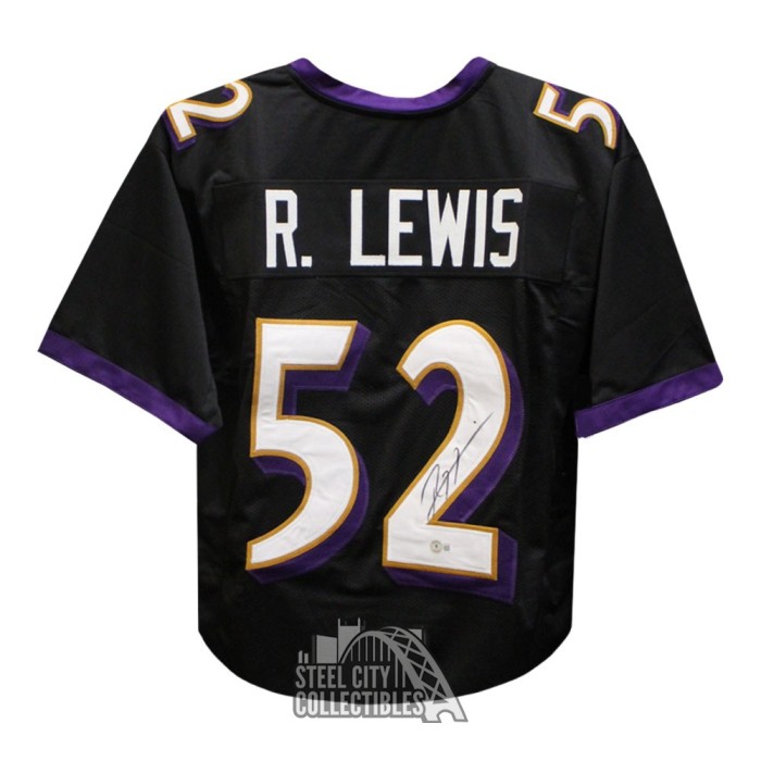 Ray Lewis Autographed Baltimore Custom Black Purple Collar Football Jersey  - BAS