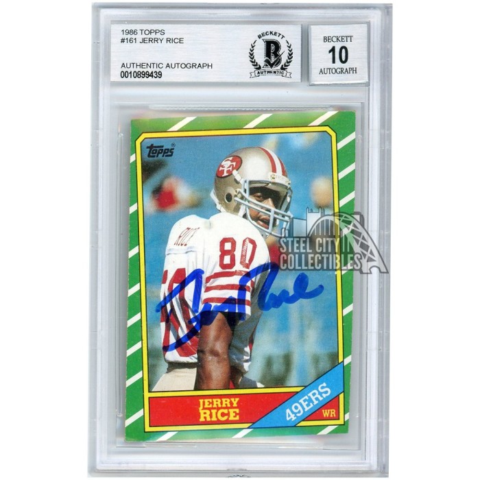 Jerry Rice 1986 Topps Autograph Rookie Card #161 BAS 10 | Steel City ...