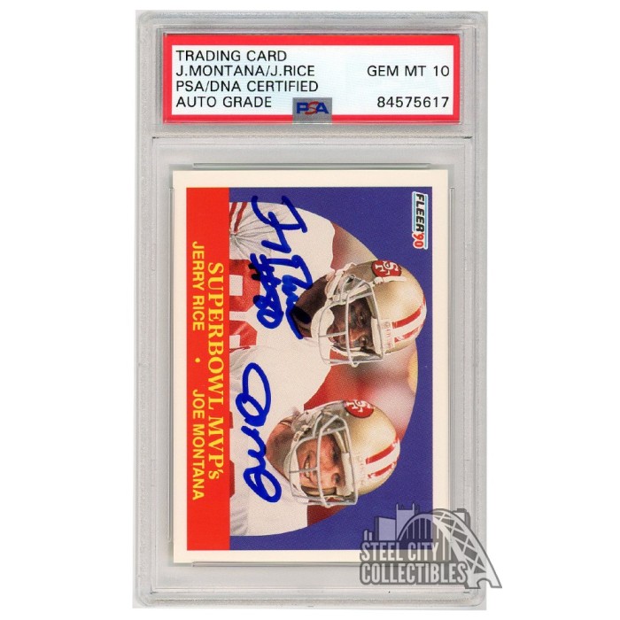 Joe Montana Jerry Rice 1990 Fleer Super Bowl MVP's Autograph Card #397  PSA/DNA 10 | Steel City Collectibles