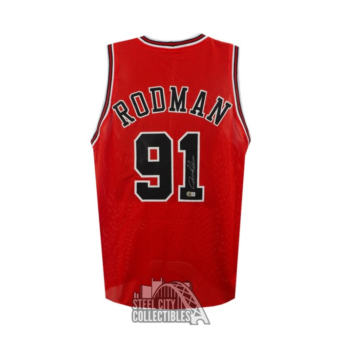 Maillot Des Bulls De Chicago Dennis Rodman Signé - Authentique NBA Avec Certificat Beckett