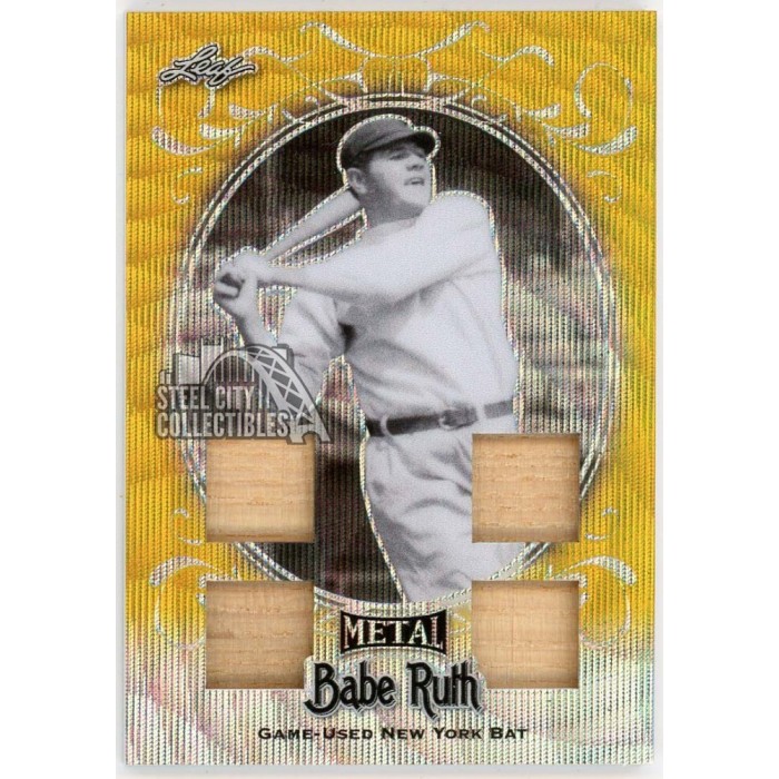 Babe Ruth 2019 Leaf Metal Gold Wave Quad Game-Used Bat Relic Card #QB ...