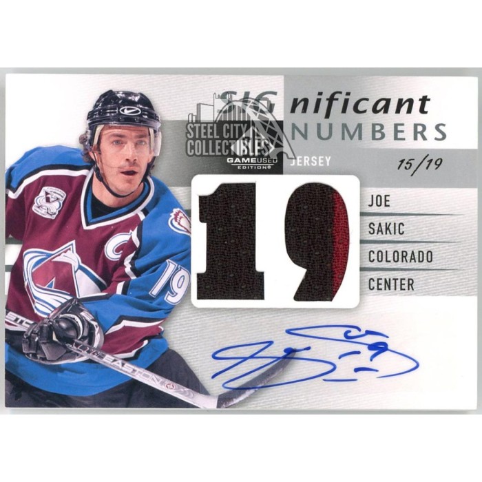 Joe Sakic 2013-14 Upper Deck SP Game Used Dual Patch Autograph