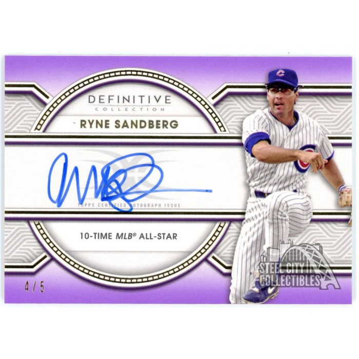 Ryne Sandberg 2022 Topps Definitive Legendary Purple Autograph 