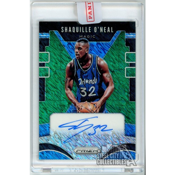 Shaquille O'Neal 2019-20 Panini Prizm Green Prizm Autograph Card