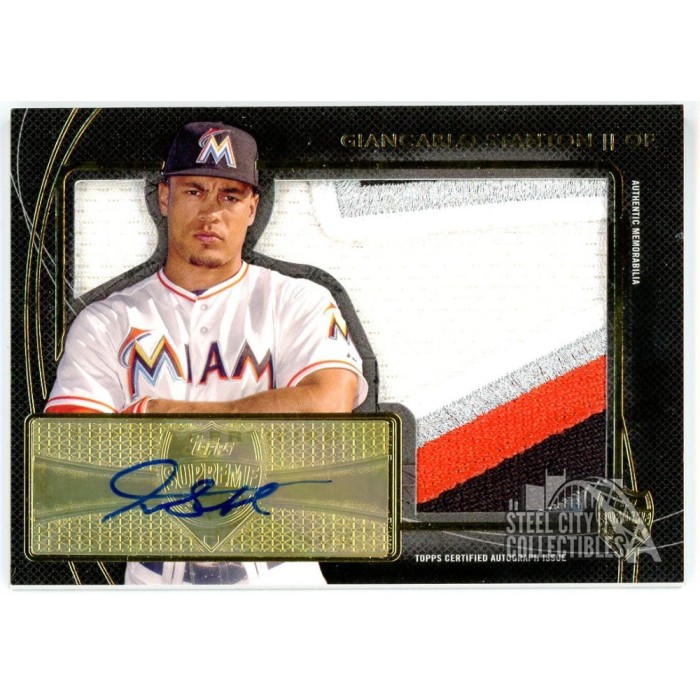 Giancarlo Stanton 2014 Topps Supreme Scope Patch Autograph Card