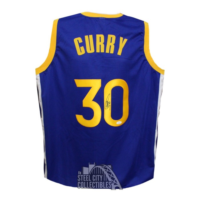 Radtke Sports Steph Curry Signed Golden State Warriors Adidas Framed Swingman Navy Blue NBA Jersey