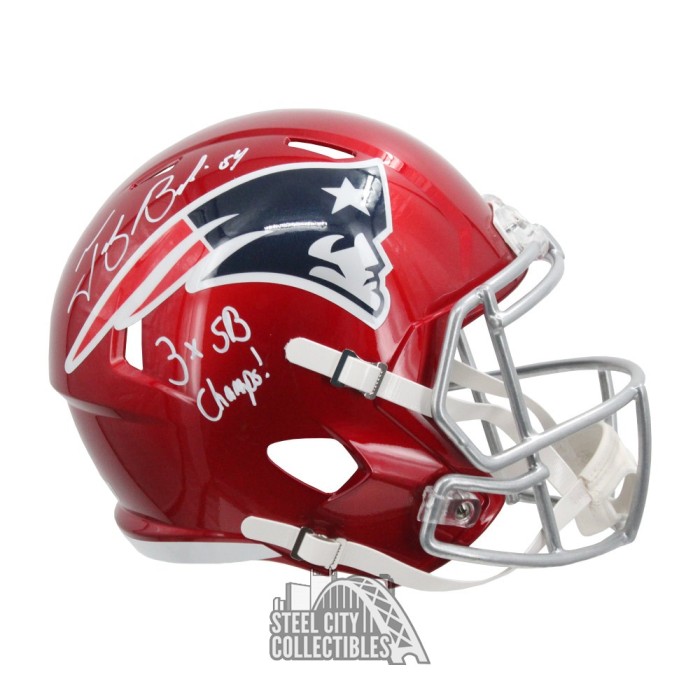 Tedy Bruschi Autographed New England Flash 3x Champ Replica Full Size  Football Helmet - BAS